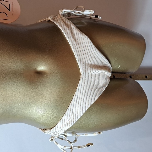 Power To The Flower 2 Pc Bikini With Flowered Top & Cream & Gold Striped Bottoms - Picture 5 of 9